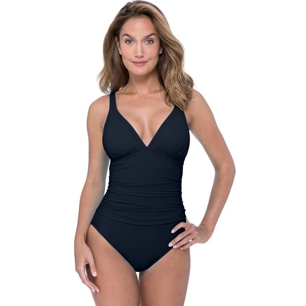 Gottex One Piece Swimsuit V-Neck Backless Wide Strap Black
